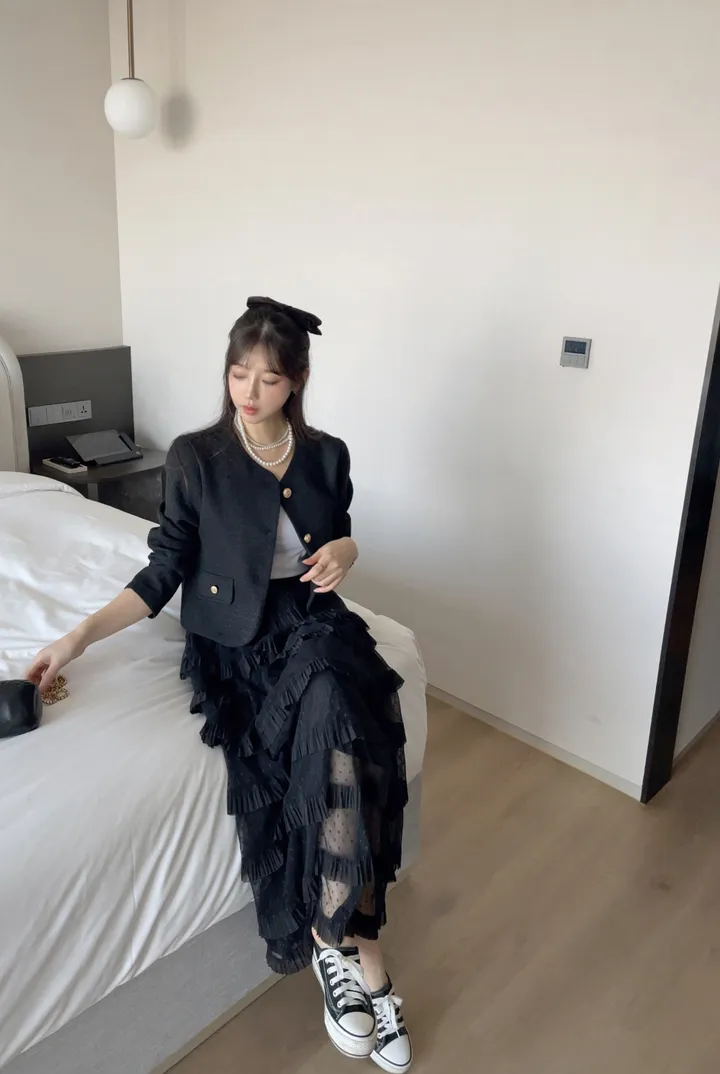 샤르망 노카라 트위드 골드 버튼 자켓 상세 이미지 21