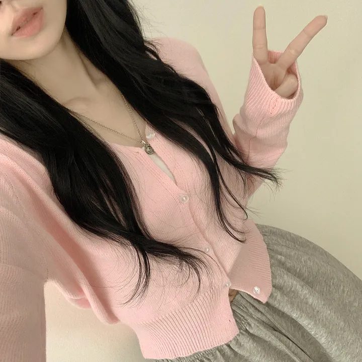 [울100✨허리잘록핏!] 크롭 브이넥 니트 파스텔 봄가디건 상세 이미지 10