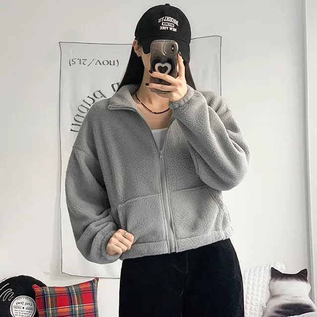 [가성비최고/3col] 앤디 루즈핏 양털 후리스 크롭 집업 / 플리스집업 / 최저가보장 / 크롭후리스 / 양털집업 / 하이넥집업 / 가격실화 / 도톰폭닥 / 뽀글이 / 방한템 상세 이미지 37