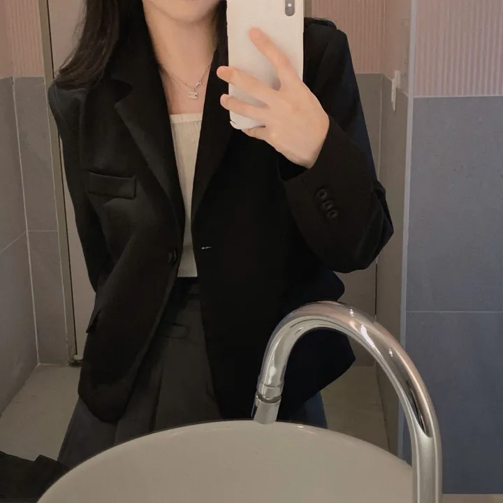 [봄자켓 종결!/🌸신상!]으른핏 클래식 원버튼 카라 포켓 베이직 숏자켓 상세 이미지 35