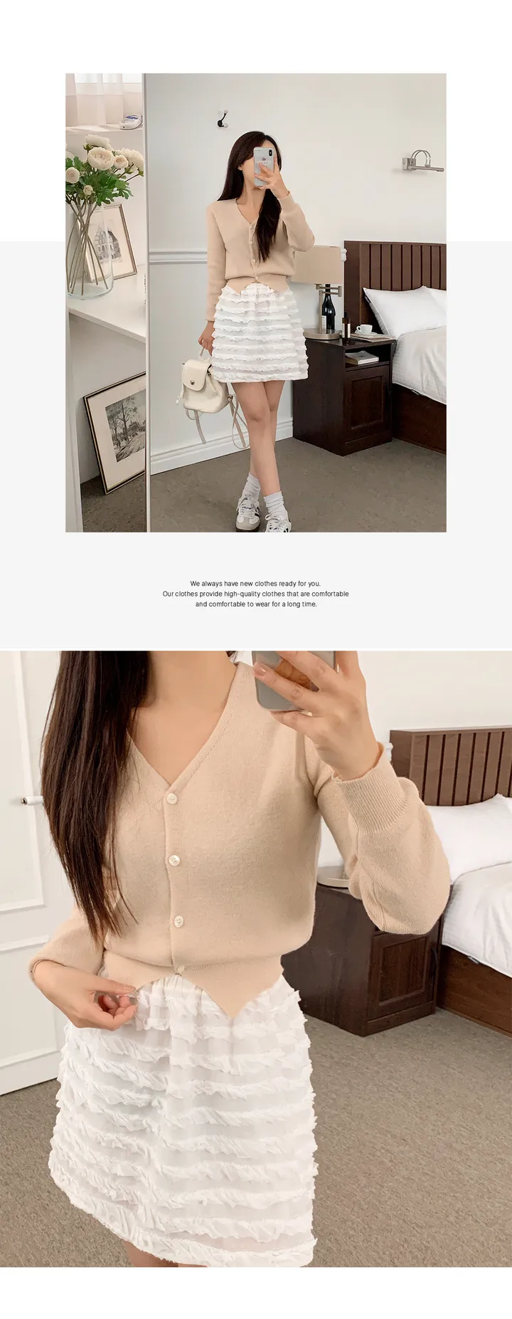 (당일발송)(브이넥/라운드넥)(국내생산)파스텔 크롭 가디건(5color) 상세 이미지 7