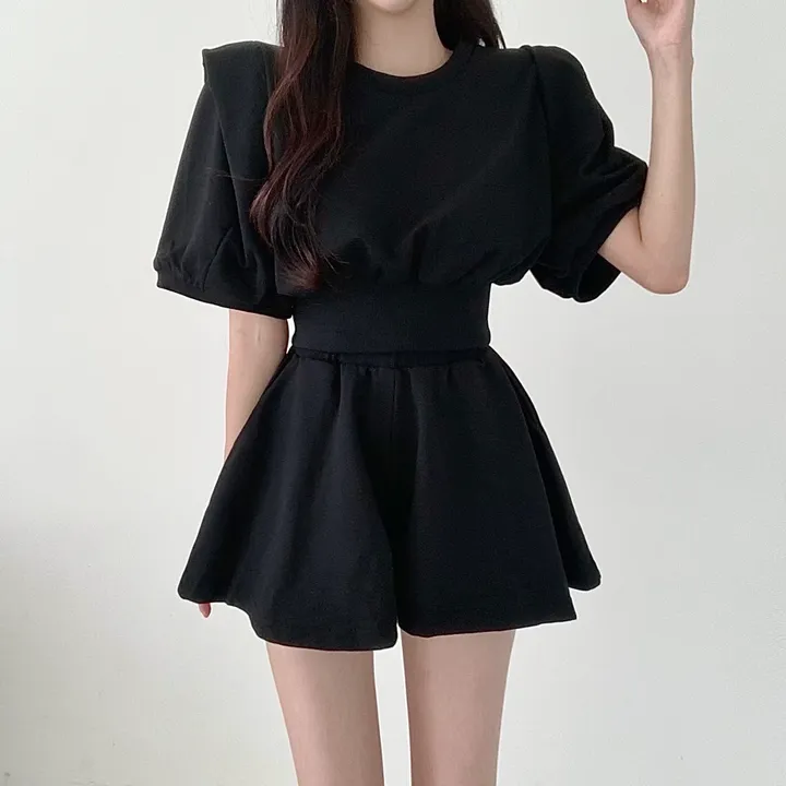 [치마바지/상하의SET] 로로 퍼프소매 반팔맨투맨 + 치마바지 투피스set 상세 이미지 30