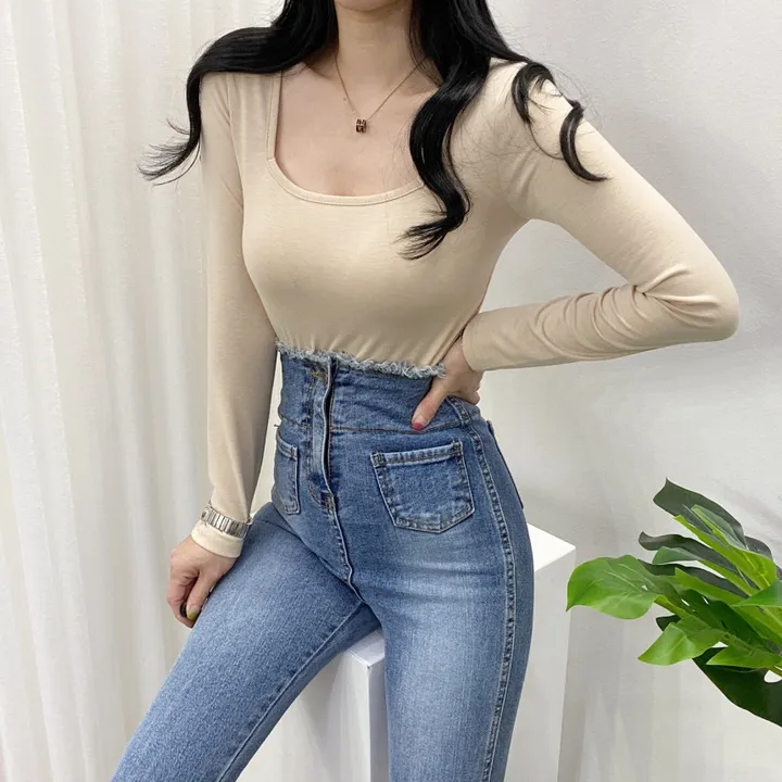 🚀당일발송🚀[묶음할인/11컬러] 조이 봄 가을 뉴 스퀘어넥 긴팔 티셔츠 이너티 상세 이미지 12