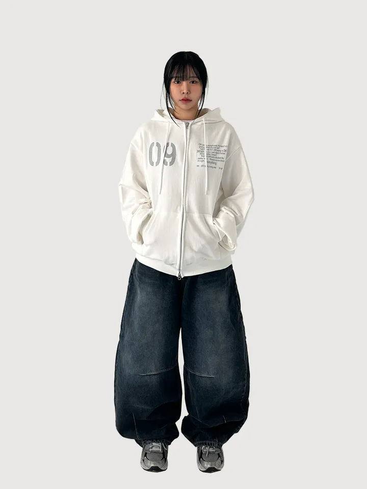 [UNISEX] 나인 레터링 투웨이 후드 집업 (3color) 상세 이미지 12