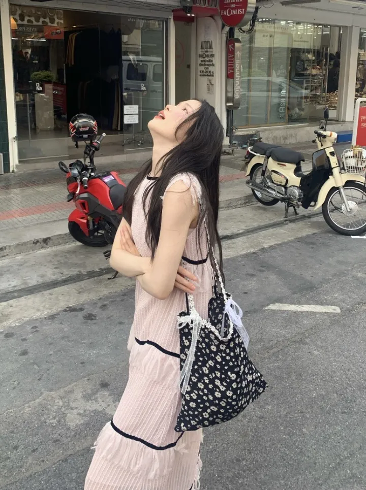 [당일발송] 리본 플라워 레이스 에코백 숄더백 러블리 빈티지 보부상 여름 백 가방 상세 이미지 11