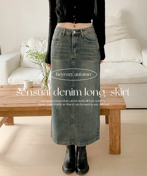 [가을신상🍂] vonte - 뒷트임롱데님스커트sk