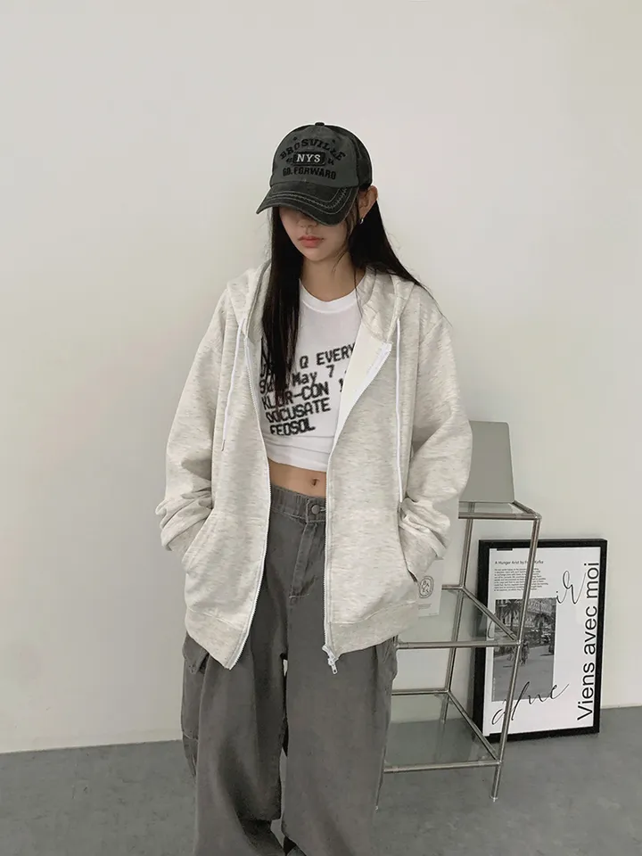 [UNISEX🖤/2사이즈선택(추가금x) 교복템,퀄보장🖤 투웨이집업 오버핏 기본 데일리 후드집업 남녀공용 커플템] 올데이투웨이후드집업 상세 이미지 4