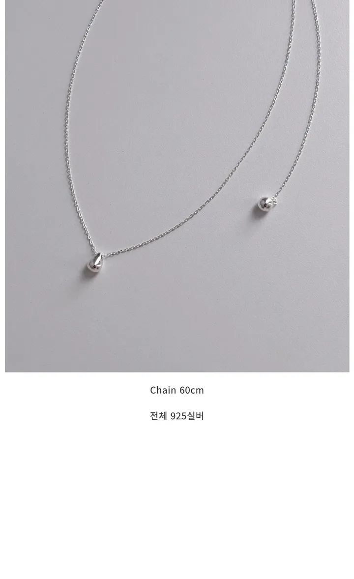 (long) 925silver 물방울 은볼 슬라이드 목걸이 Water Drop 0'79 상세 이미지 7