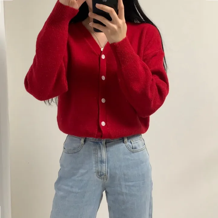[7컬러/도톰해요!] 촘촘한 짜임의 데일리 브이넥 니트 가디건 상세 이미지 5