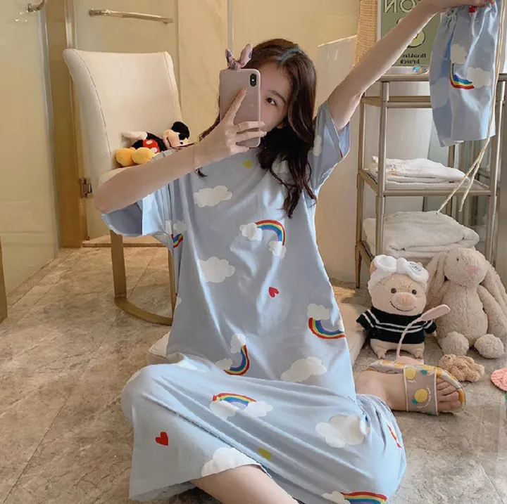[귀여움 폭발🐥] 1+1 할인 / 6종 캐릭터 반팔 원피스 파자마 (파우치+양말 증정/FREE 사이즈) 상세 이미지 15