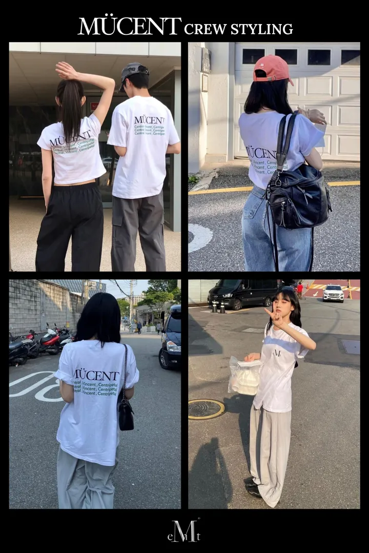 무센트 슬로건 반팔 티 커플룩 시밀러룩 커플티 (크롭, 루즈핏) 상세 이미지 3