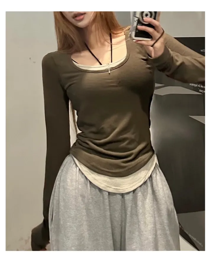 [핏보장/말라핏] 레이어드 여리슬림 유넥 쫀득티셔츠 상세 이미지 6