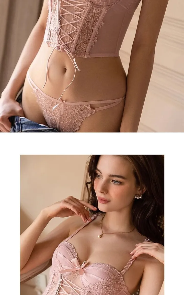단추 쉬어 레이스 브라 + 팬티 SET 상세 이미지 2