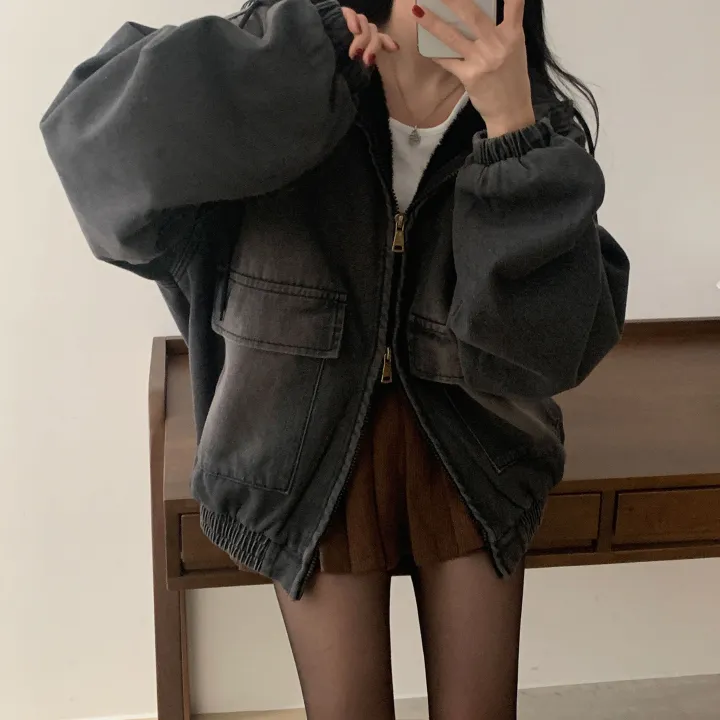 [전체퍼안감🤍/크롭VER추가!] 왕오버핏! 한겨울 투웨이 데님 양털 후드 패딩점퍼, 집업 - 2color 상세 이미지 33
