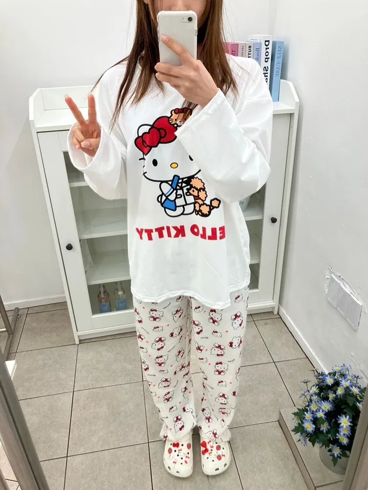 [💗당일발송] 키티 파자마세트 냥이 잠옷세트 홈웨어세트 파자마 상세 이미지 10
