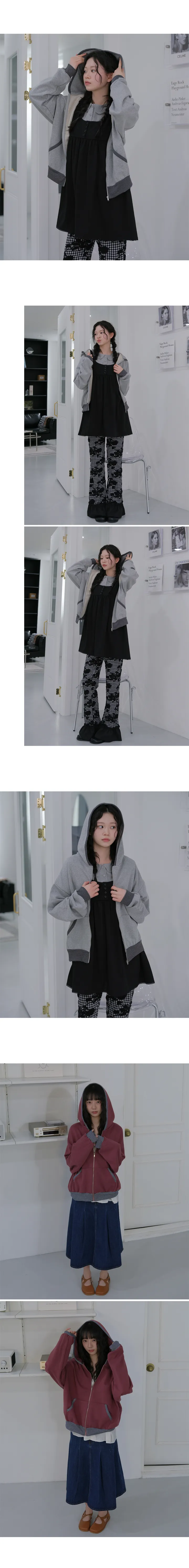 *추천* 레드빈 배색 캐주얼 후드 jp 2color 상세 이미지 4