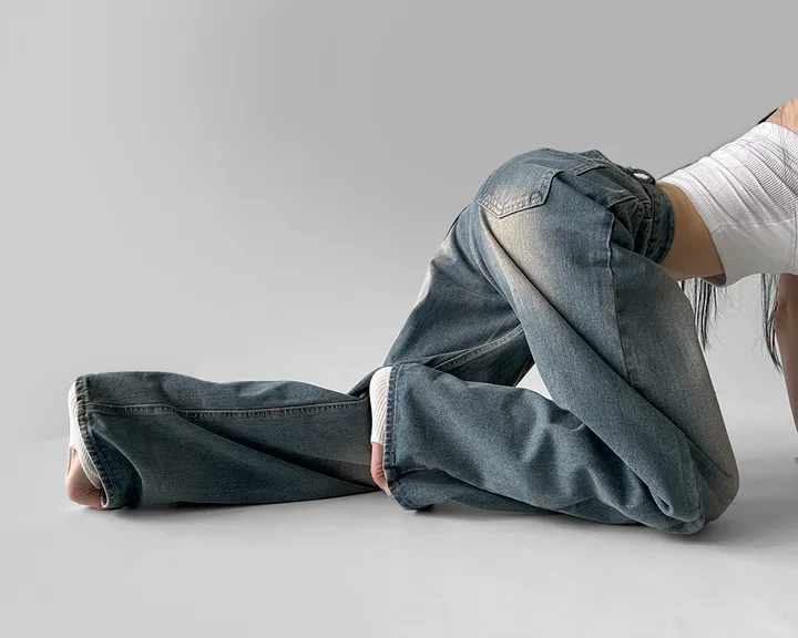 [3기장/~3XL] 스모크 워싱 와이드 정핏 일자 캐쥬얼 데일리 데님 팬츠 바지 상세 이미지 64