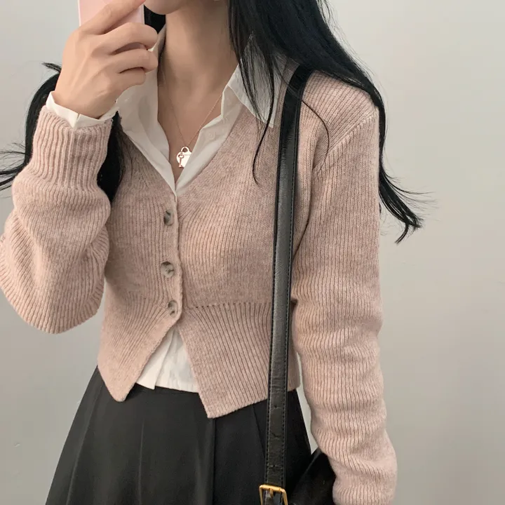 [허리잘록~] 모네 보카시 크롭 니트가디건 - 4color 상세 이미지 25