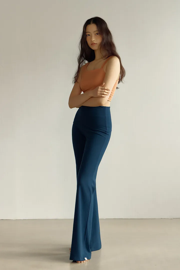 High Waist Bootcut Pants (Deep sea) 상세 이미지 2