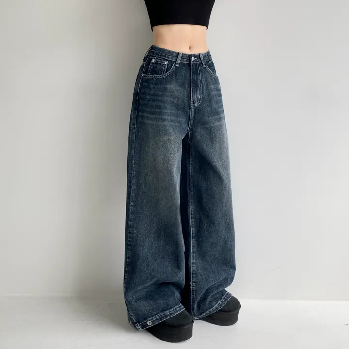 [모델소장🖤/기장선택/~XL] 페이블 3기장 힙 빈티지 워싱 하이웨스트 로우 밑단 스냅 조거 와이드 데님 팬츠 청바지 키작녀 키큰녀 남녀공용 사계절팬츠 빅사이즈 상세 이미지 13