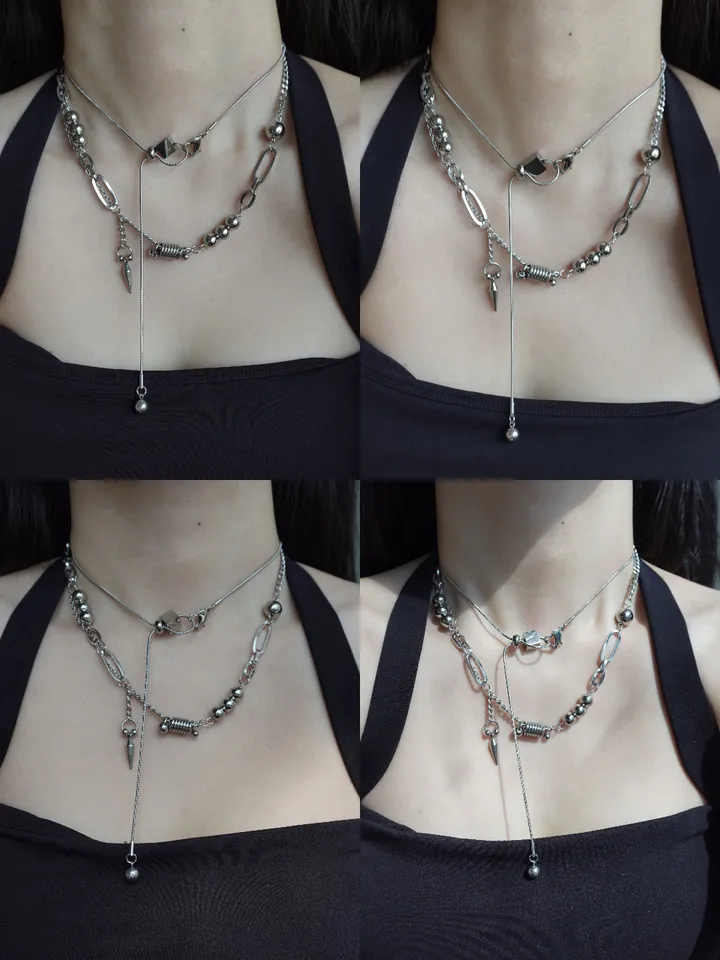 [써지컬] chic drop necklace | 미니멀 시크 드롭 뱀줄 목걸이 상세 이미지 12