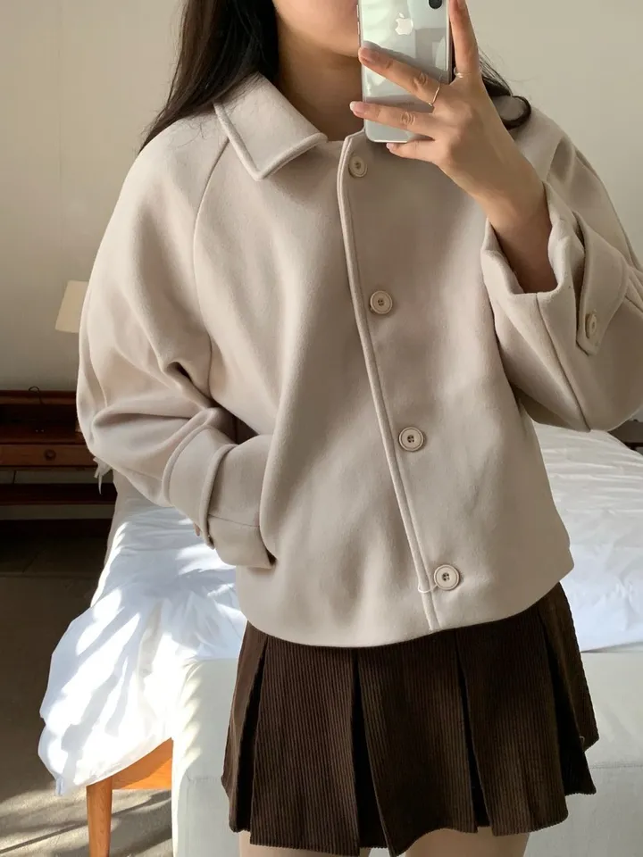[아방루즈핏/💞러블리] 머스 카라 숏 코트 자켓 모직코트 상세 이미지 11
