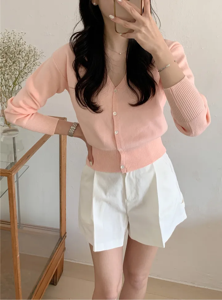 [봄신상/베이직/데일리] 빌리 브이넥가디건 7color 핑크그레이노랑 시보리 여리 니트 상세 이미지 56