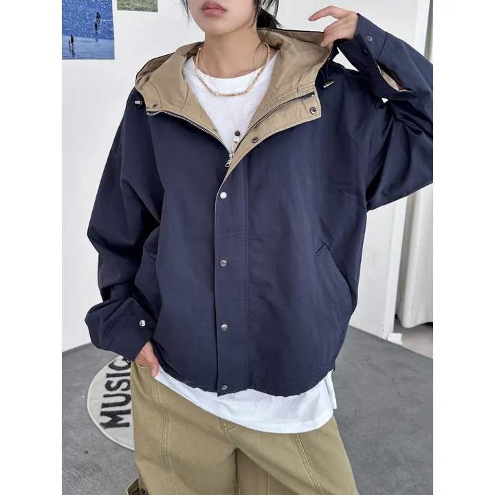 [UNISEX]라코 컬러 배색 포인트 빈티지 후드 야상 점퍼 자켓(3color) 상세 이미지 18