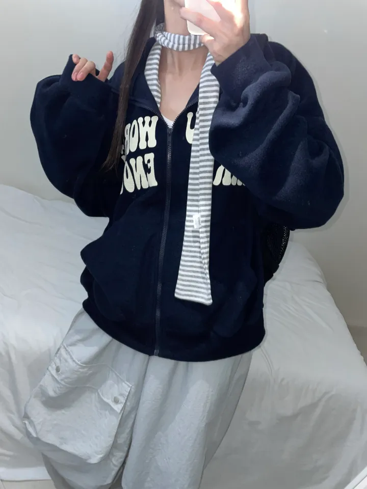 [unisex] 워킹 오버핏 뽀글이 후리스 집업 (2color) 상세 이미지 6