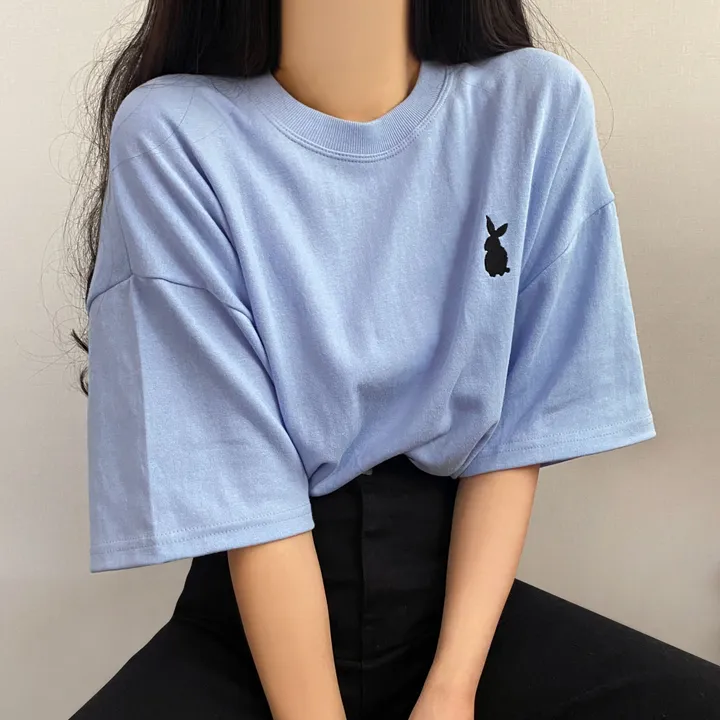 [넉넉/데일리] 러블리 래빗 자수 오버핏 반팔티T 상세 이미지 17