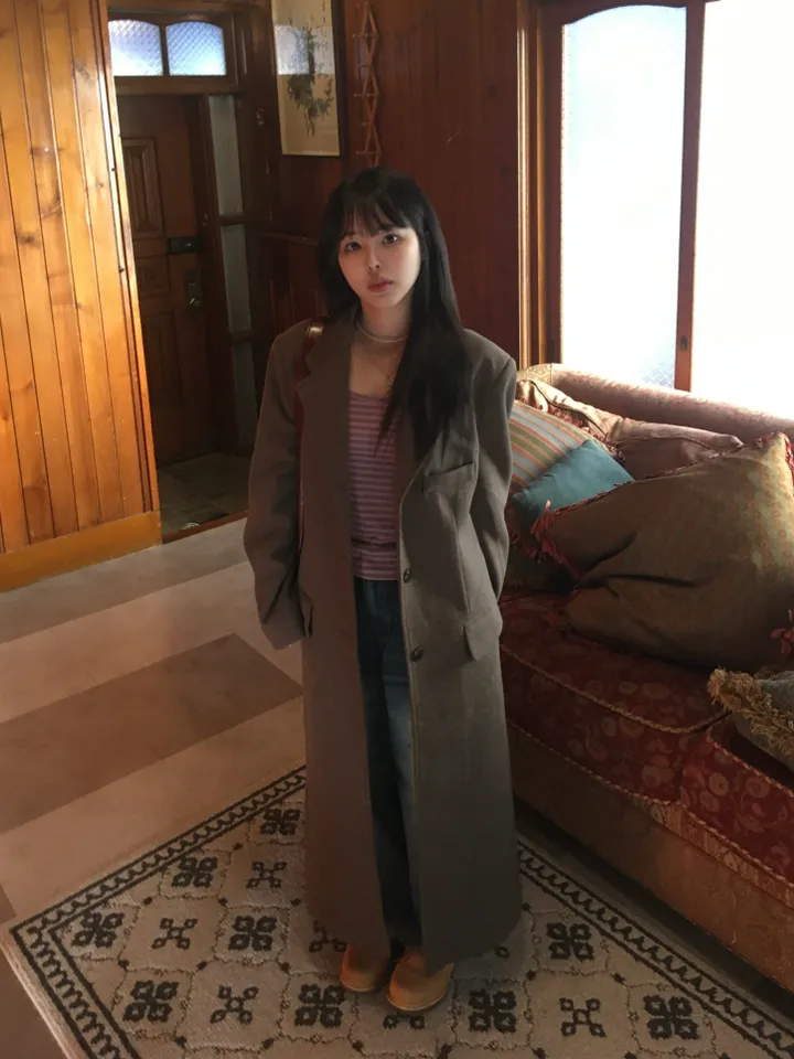 (*주문폭주*) (2 color) 무드 울 헤링본 롱코트 상세 이미지 6