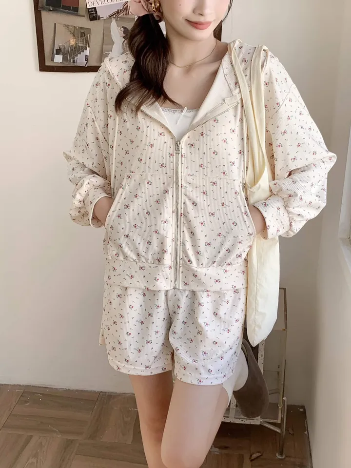 당일발송💌[귀욤뿜뿜] 플라워 후드집업 바지세트 촌캉스 꽃놀이 봄신상 상세 이미지 7