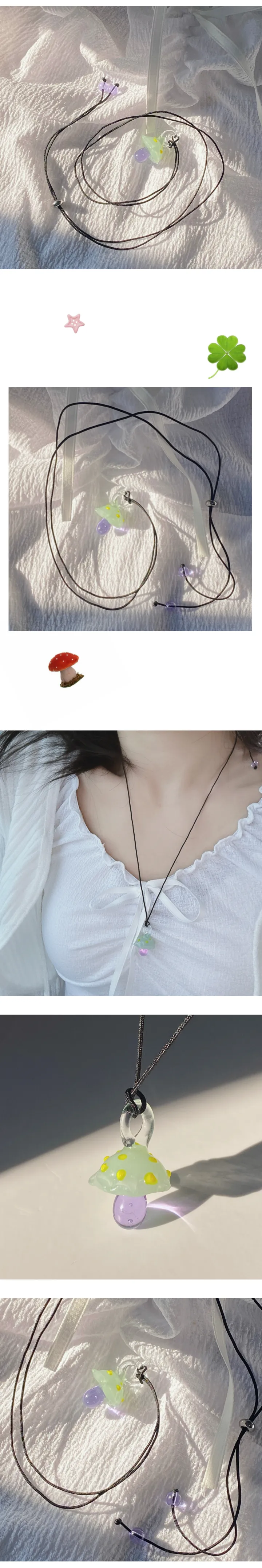 모리 머쉬룸 버섯 끈 목걸이 상세 이미지 5