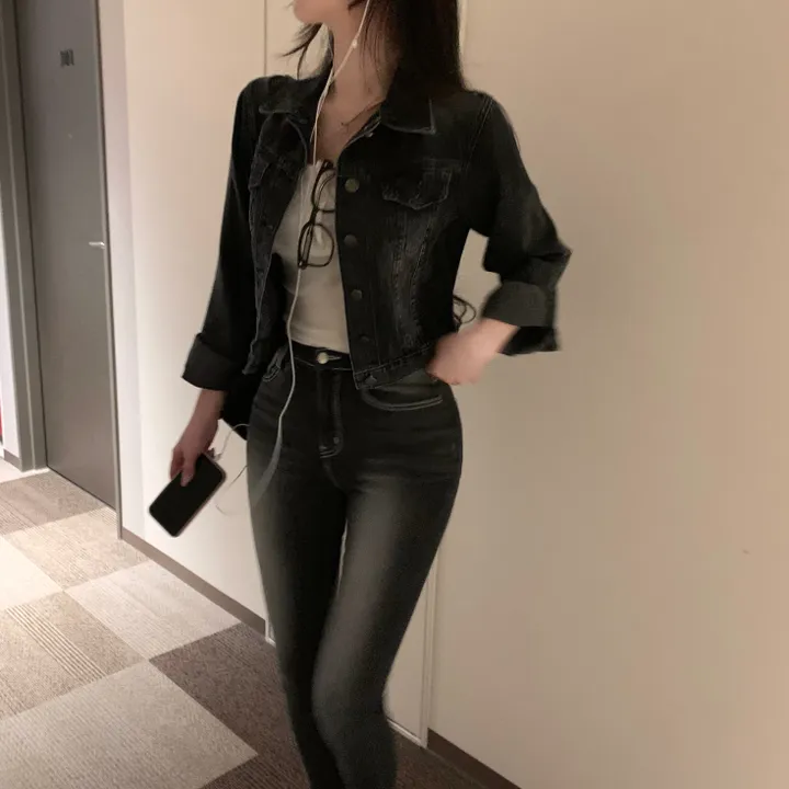 재입고완료 [ 인스타폭주템🐰🖤 ] 포트 흑청 데님 청자켓 크롭 봄 자켓 상세 이미지 24
