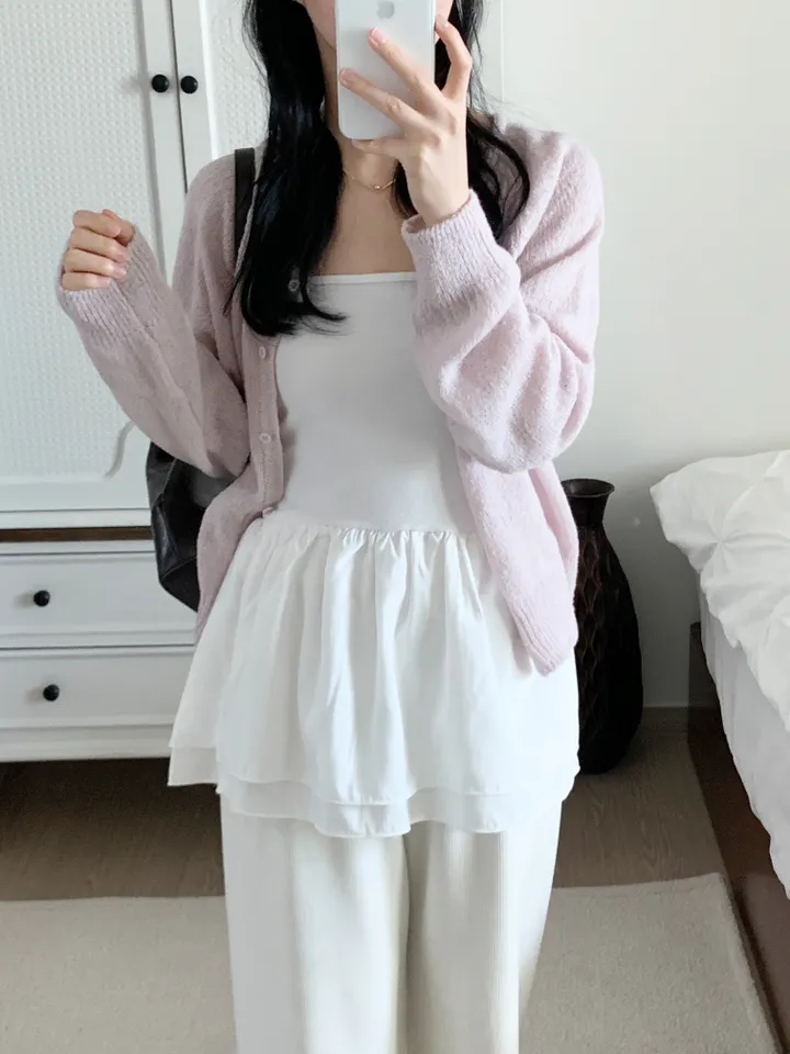[보송/여리핏☁️] 바스 모헤어 가디건 (5color) 봄가디건/여름옷/데일리룩/데이트룩/벚꽃/나들이룩/핑크/니트/피크닉룩 상세 이미지 26