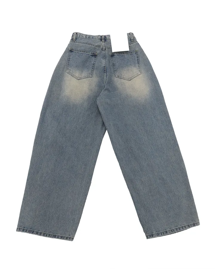 [~XL/2기장] 응팔 레트로 1988 워싱 벌룬 원 핀턱 통 와이드 데님 팬츠 바지 상세 이미지 80