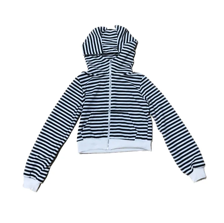 cat devil stripes hood zip up 고양이 뿔 스트라이프 후드집업 상세 이미지 5