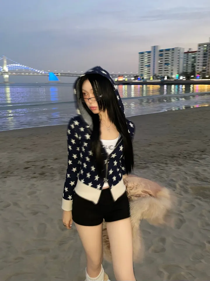 [MD소장/인기상품] y2k star pattern slim crop hood zip-up / y2k 별 스타 패턴 슬림 크롭 후드 집업 상세 이미지 21