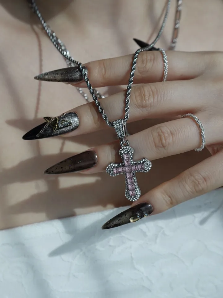 [s.steel/3color] bold cubic cross necklace | 볼드 큐빅 십자가 목걸이 상세 이미지 34