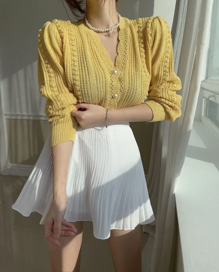티에르 꽈배기 진주 가디건 상세 이미지 19