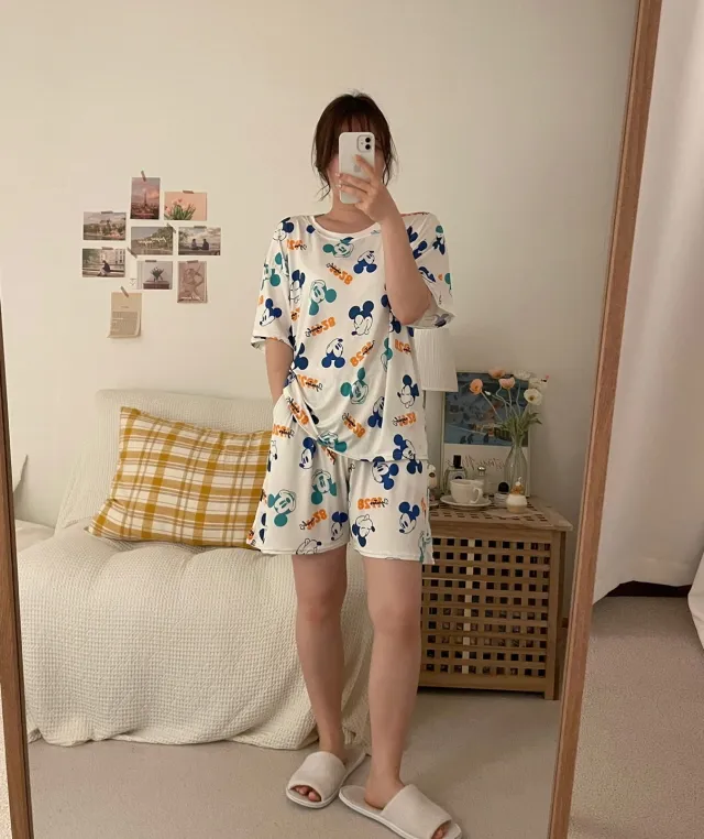 [디즈니정품] 치즈 디즈니 쿨링 반팔 잠옷세트 빅사이즈 커플 여름 파자마 상세 이미지 26