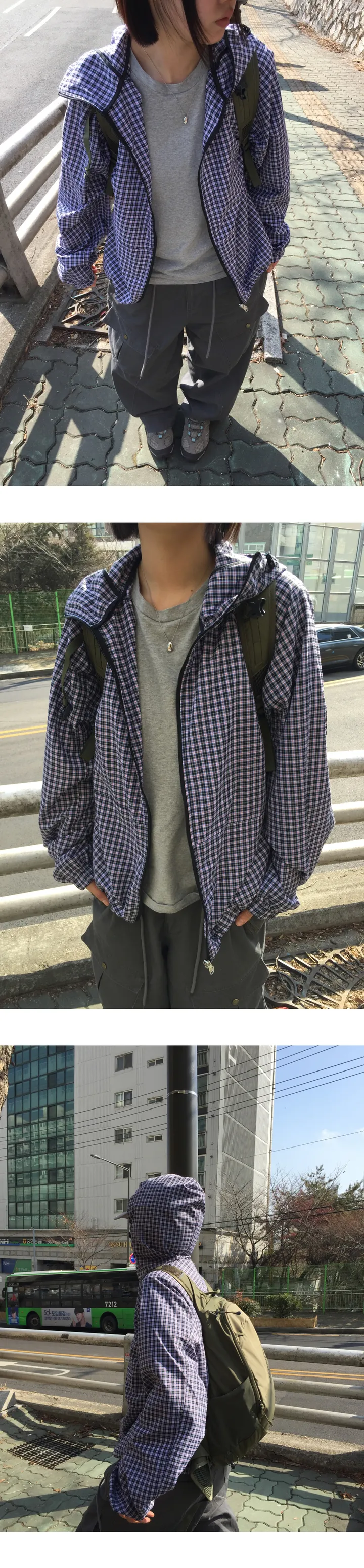 [unisex]에버 체크 바람막이 상세 이미지 14