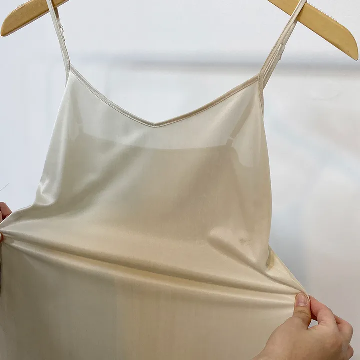 실키 브이넥 사계절 연베이지 슬립(끈조절가능) / 2size 상세 이미지 9