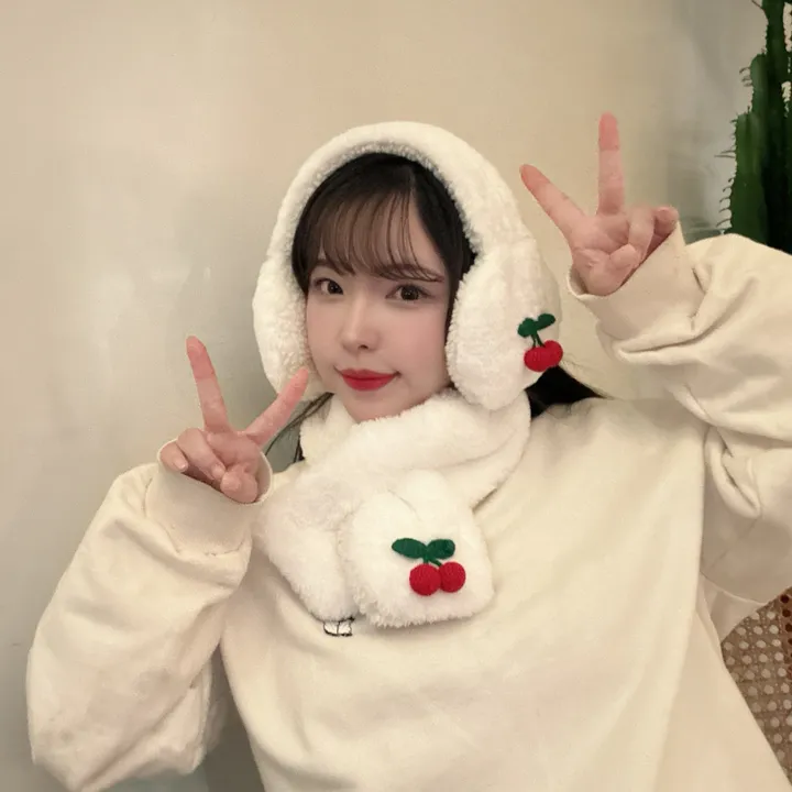 얼굴작아보여요🐑자체제작 스키장 모자 썰매장 양면착용 3컬러 귀도리 목도리 세트 머플러 귀마개 빅사이즈 겨울 포근 몽글몽글/ 상세 이미지 15