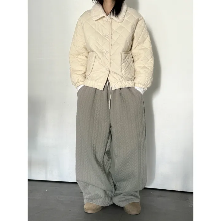 누빔🌡️[UNISEX/소장추천!]퀼트 블랭킷 웜업 케이블 포인트 윈터 루즈 와이드 트레이닝 팬츠(4color/5-7일 여유주문) 상세 이미지 64