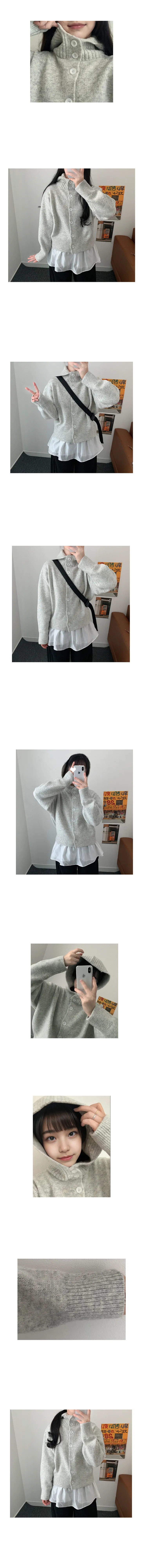 [귀여워] 하이넥 니트 버튼 후드 가디건 5color 상세 이미지 1