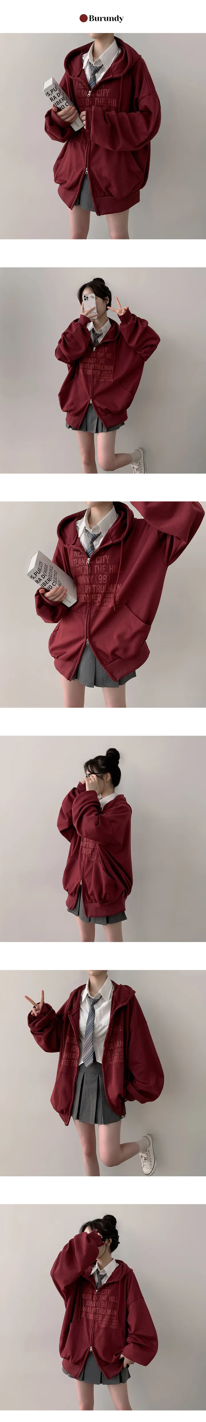 [6컬러/레이어드] 랜틱 오버핏 레터링 투웨이 후드 집업 (6color) 상세 이미지 18