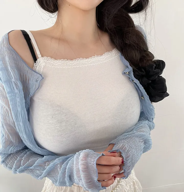 러핀 레이스 시스루 워머 가디건 상세 이미지 32