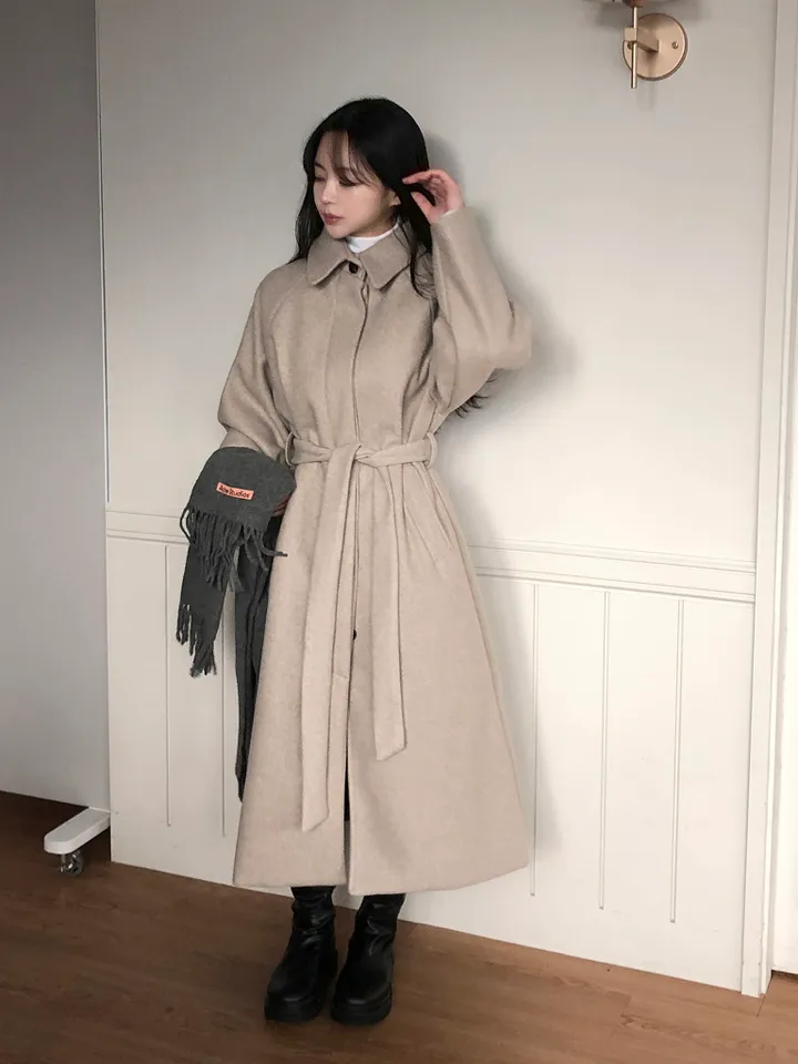 [백화점퀄리티!핏보장🖤]국내제작 탄탄 오버핏 허리끈 싱글 롱코트 4color 상세 이미지 15