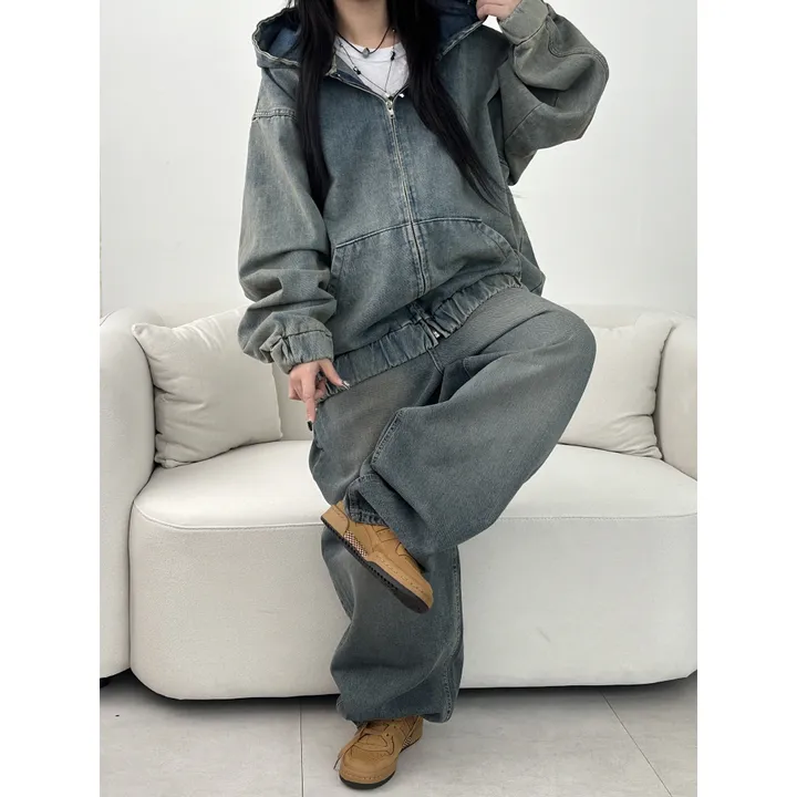 [UNISEX]시티드 데님 루즈 박시 후드 집업 점퍼 자켓(2color/5-7일 여유주문) 상세 이미지 22